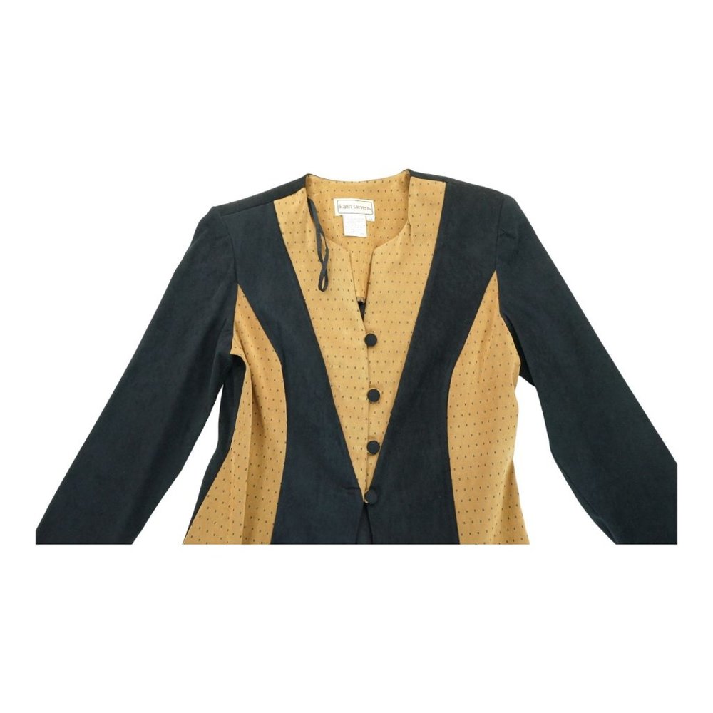 Karin Stevens Vintage 1990's Button Front Women's Jacket Blazer‎ Brown Size 14 - Picture 3 of 6